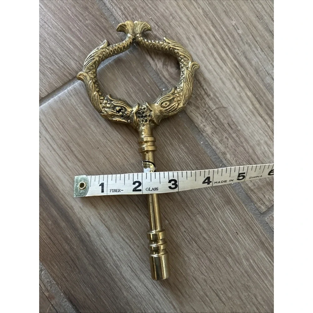 Vintage‎ Koi Fish Solid Brass Gas Clock Key 7.5 Inches